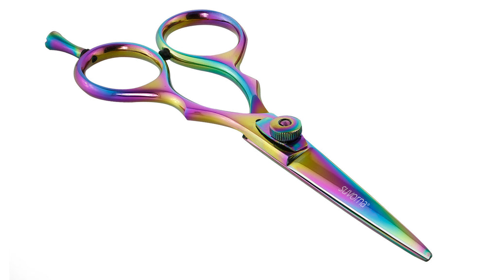 SUVORNA 5.5 Professional Barber Multicolor Titanium Razor Edge Hair Cutting of